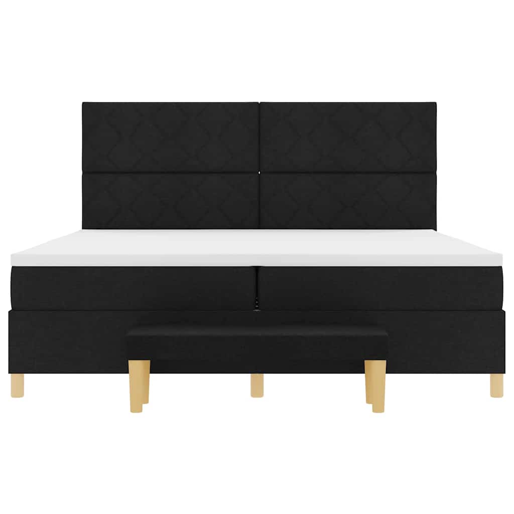 vidaXL Łóżko sprężynowe z materacem Czarny 200 x 200 cm tkanina