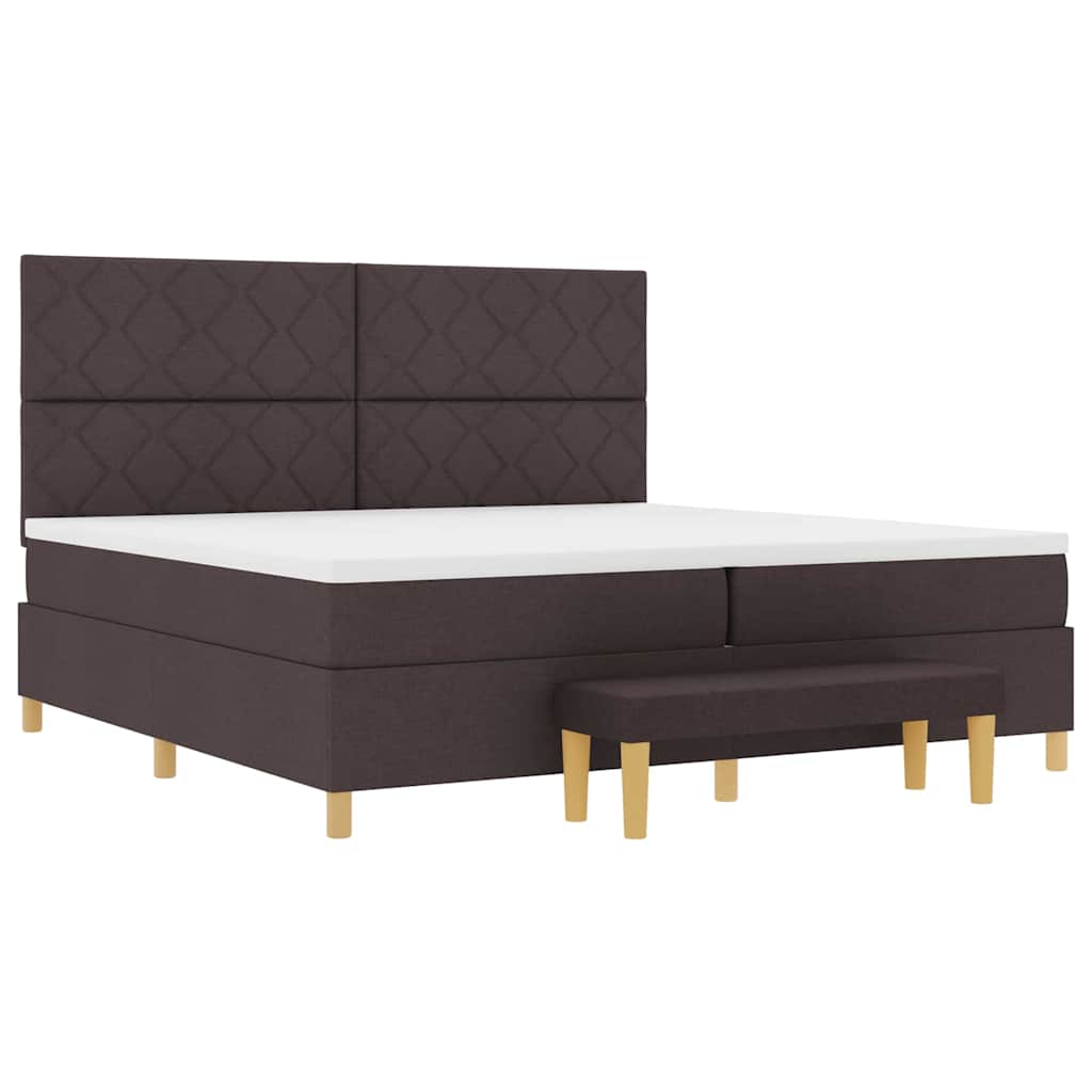 vidaXL Łóżko sprężynowe z materacem Ciemny brąz 200 x 200 cm tkanina