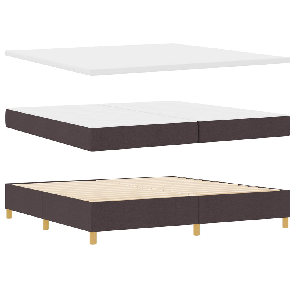 vidaXL Łóżko sprężynowe z materacem Ciemny brąz 200 x 200 cm tkanina
