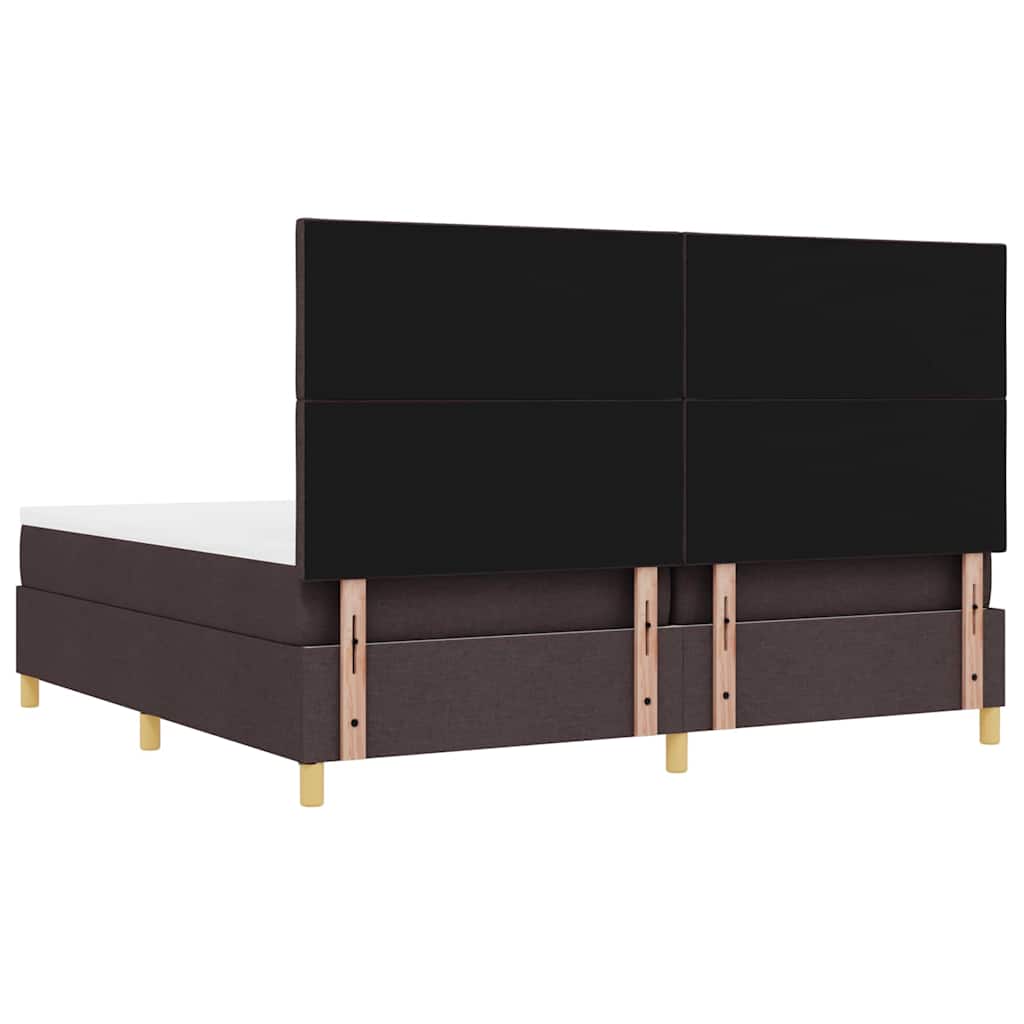 vidaXL Łóżko sprężynowe z materacem Ciemny brąz 200 x 200 cm tkanina