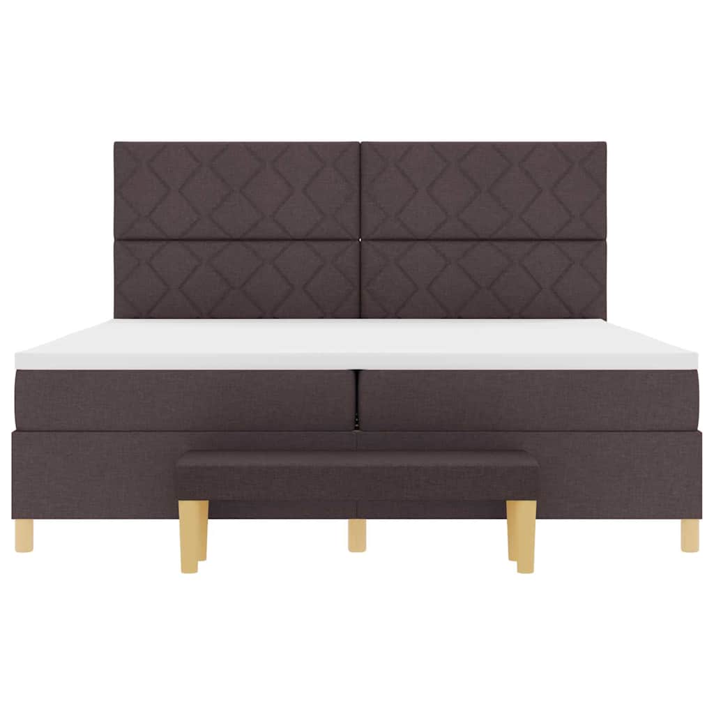 vidaXL Łóżko sprężynowe z materacem Ciemny brąz 200 x 200 cm tkanina