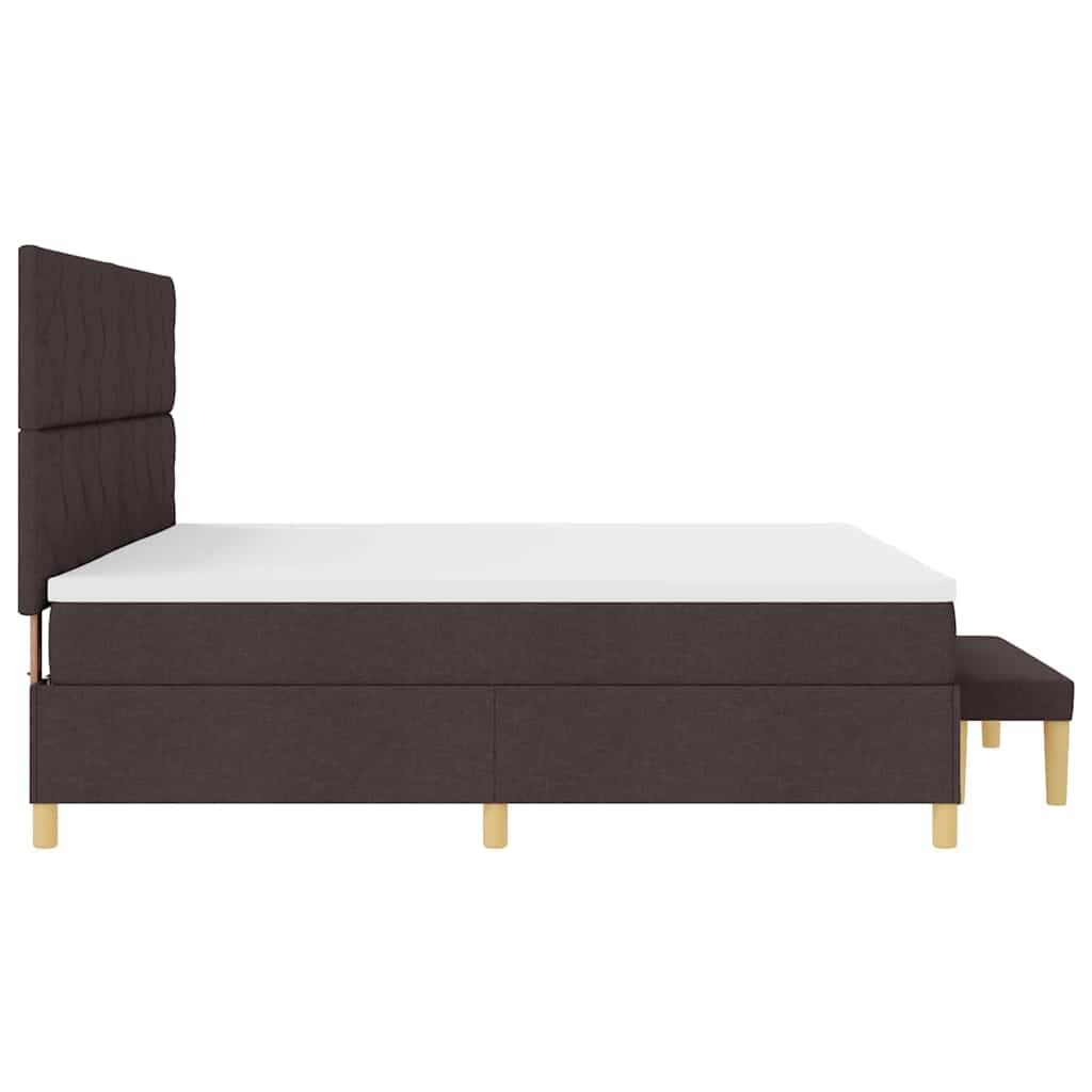 vidaXL Łóżko sprężynowe z materacem Ciemny brąz 200 x 200 cm tkanina
