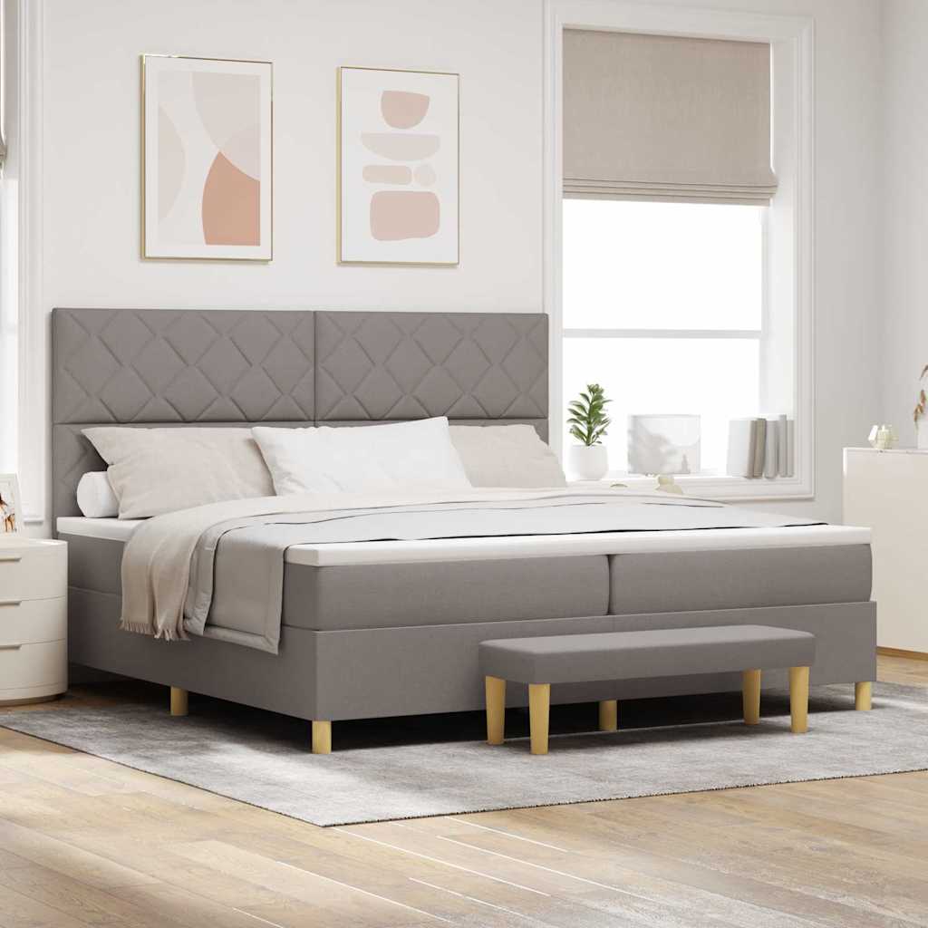 vidaXL Łóżko sprężynowe z poduszką Ciemnoszary 200 x 200 cm tkanina