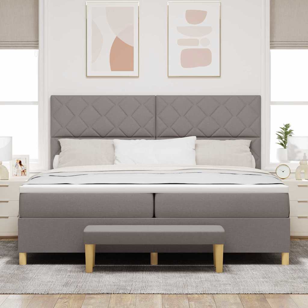 vidaXL Łóżko sprężynowe z poduszką Ciemnoszary 200 x 200 cm tkanina
