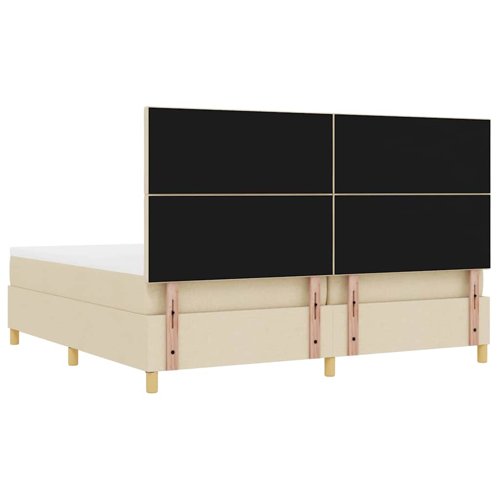 vidaXL Łóżko sprężynowe z materacem Kremowy 200 x 200 cm tkanina