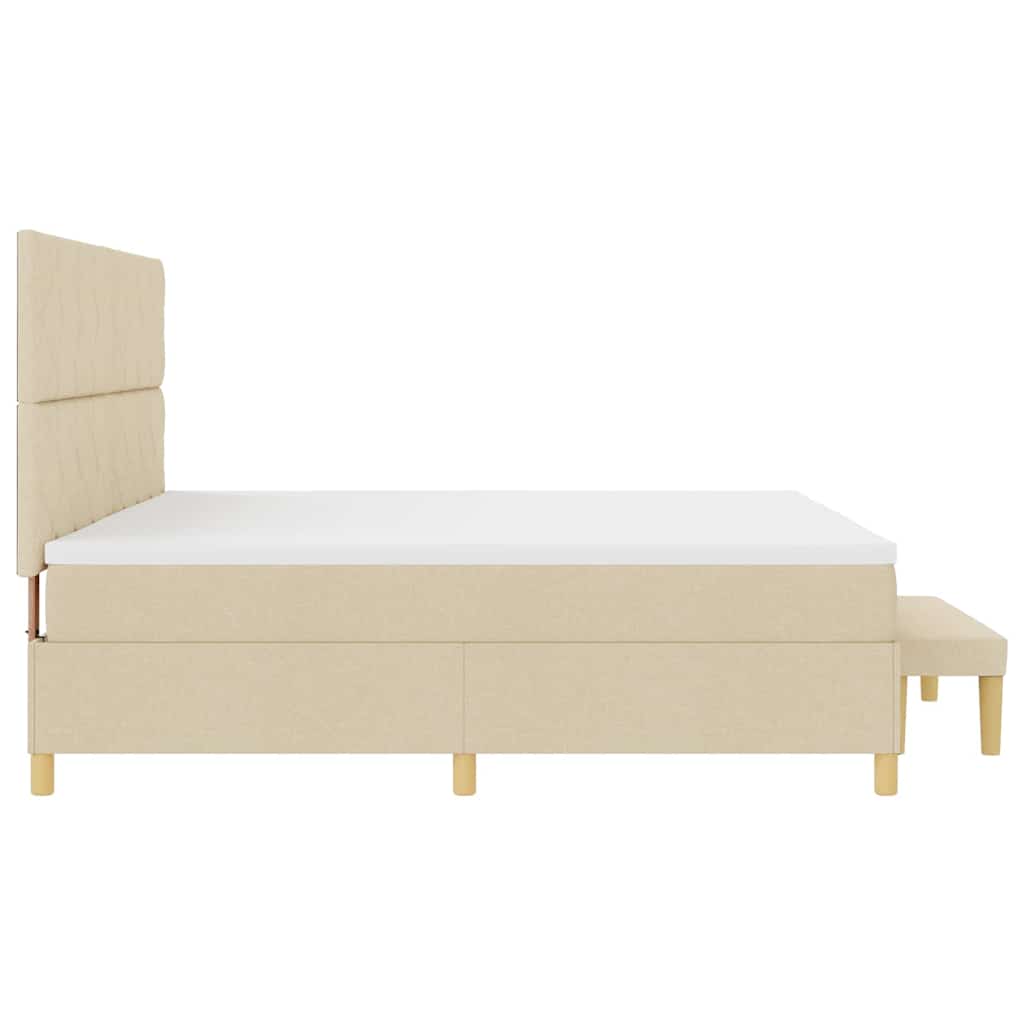 vidaXL Łóżko sprężynowe z materacem Kremowy 200 x 200 cm tkanina