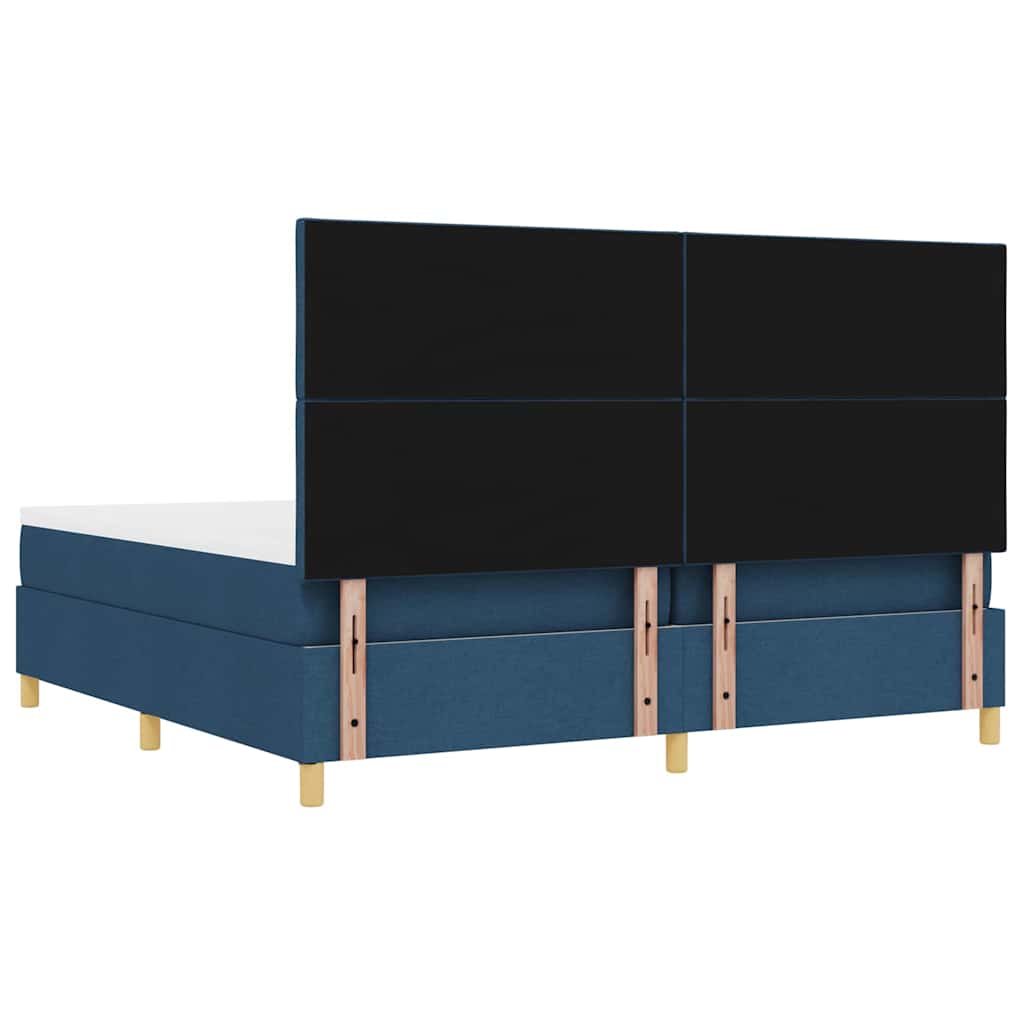 vidaXL Łóżko sprężynowe z materacem Niebieski 200 x 200 cm tkanina