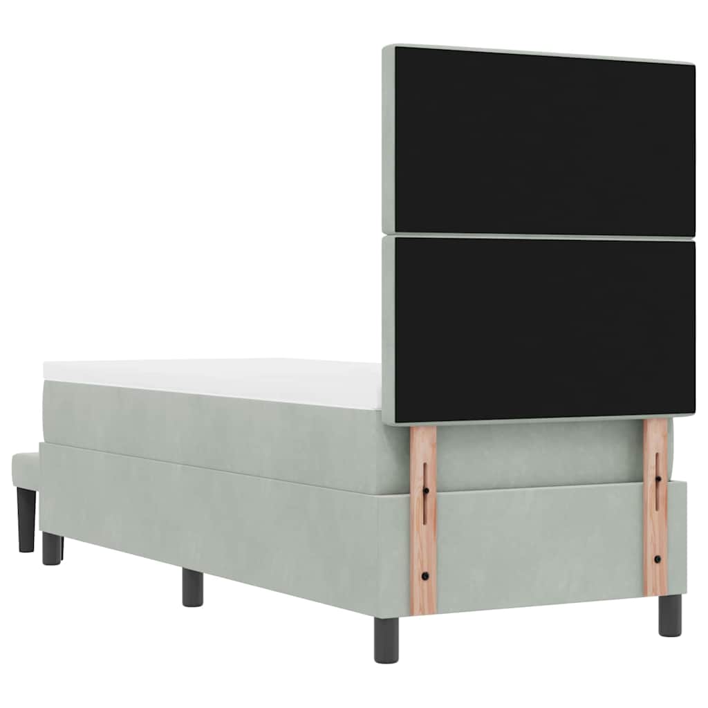 vidaXL Łóżko sprężynowe z poduszką Jasnoszary 200 x 80 cm Aksamit