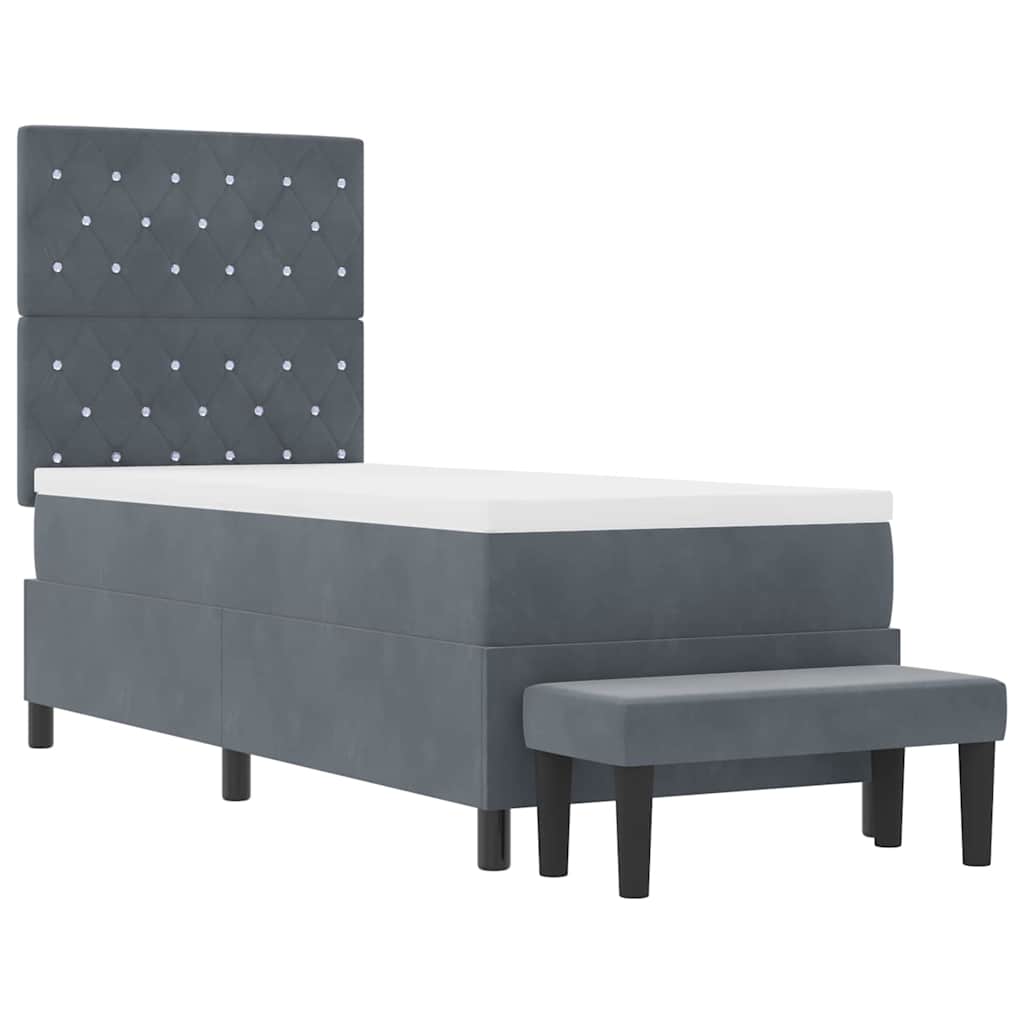 vidaXL Łóżko sprężynowe Z zagłówkiem ciemno szary 200 x 80 cm Aksamit