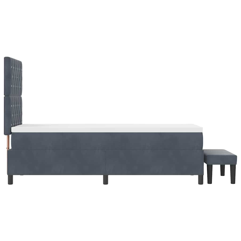 vidaXL Łóżko sprężynowe Z zagłówkiem ciemno szary 200 x 80 cm Aksamit