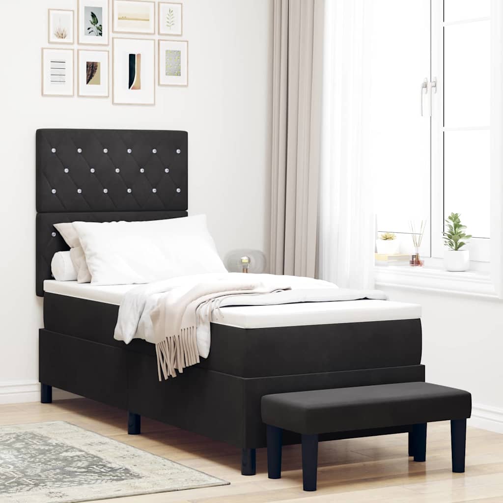 vidaXL Łóżko sprężynowe Z zagłówkiem Czarny 200 x 80 cm Aksamit