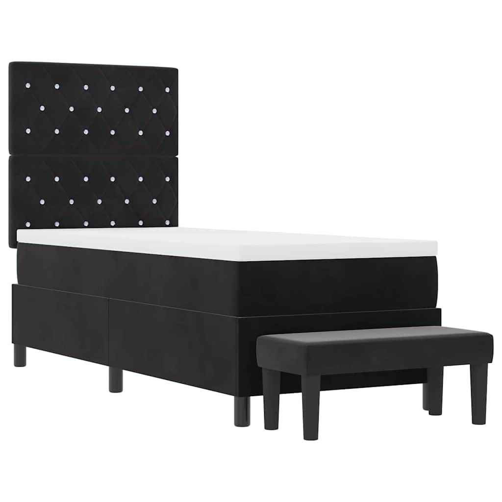 vidaXL Łóżko sprężynowe Z zagłówkiem Czarny 200 x 80 cm Aksamit
