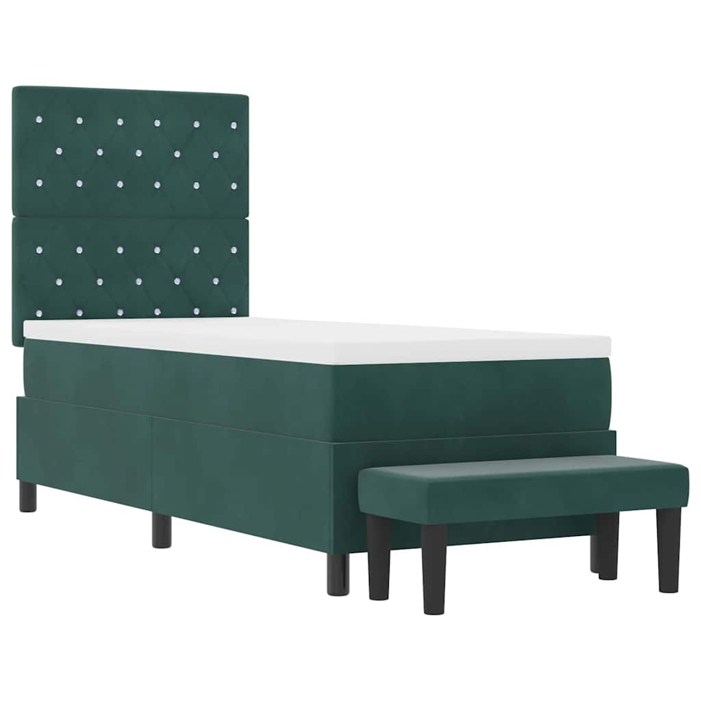 vidaXL Łóżko sprężynowe z poduszką Ciemna zieleń 200 x 80 cm Aksamit
