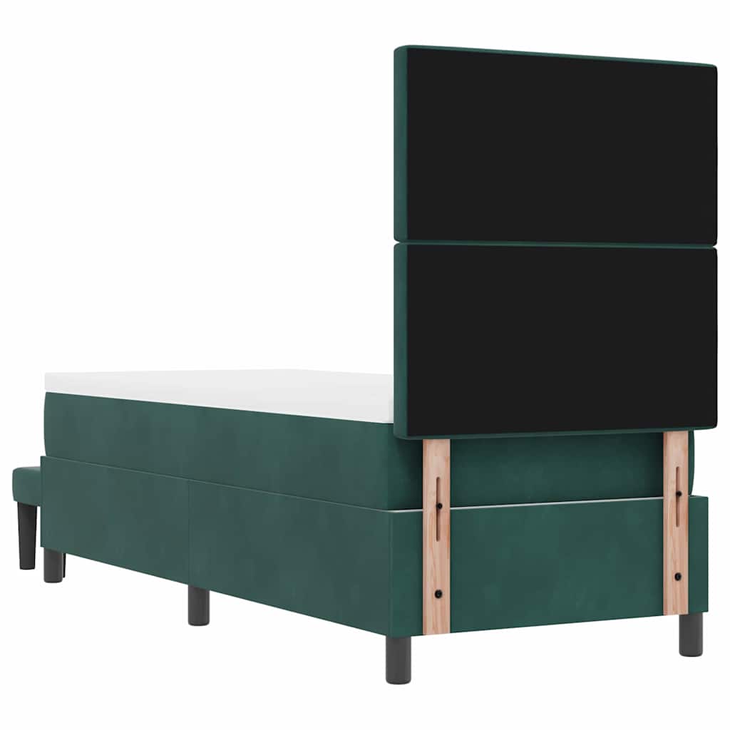 vidaXL Łóżko sprężynowe z poduszką Ciemna zieleń 200 x 80 cm Aksamit