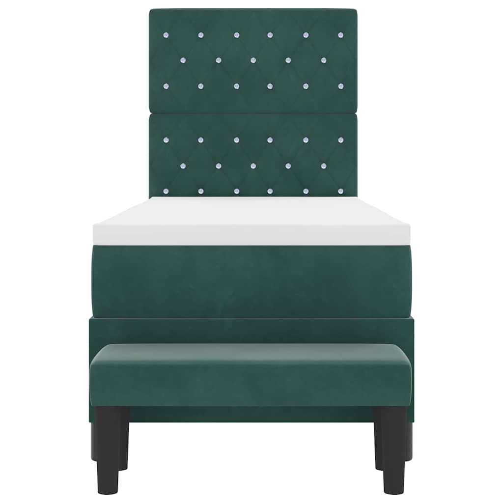 vidaXL Łóżko sprężynowe z poduszką Ciemna zieleń 200 x 80 cm Aksamit