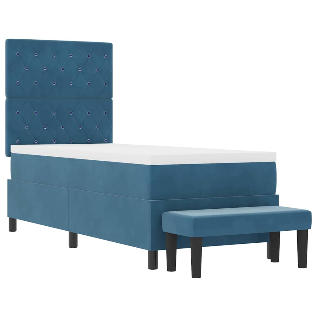 vidaXL Łóżko sprężynowe z poduszką granatowy 200 x 80 cm Aksamit