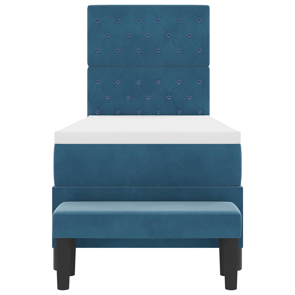 vidaXL Łóżko sprężynowe z poduszką granatowy 200 x 80 cm Aksamit
