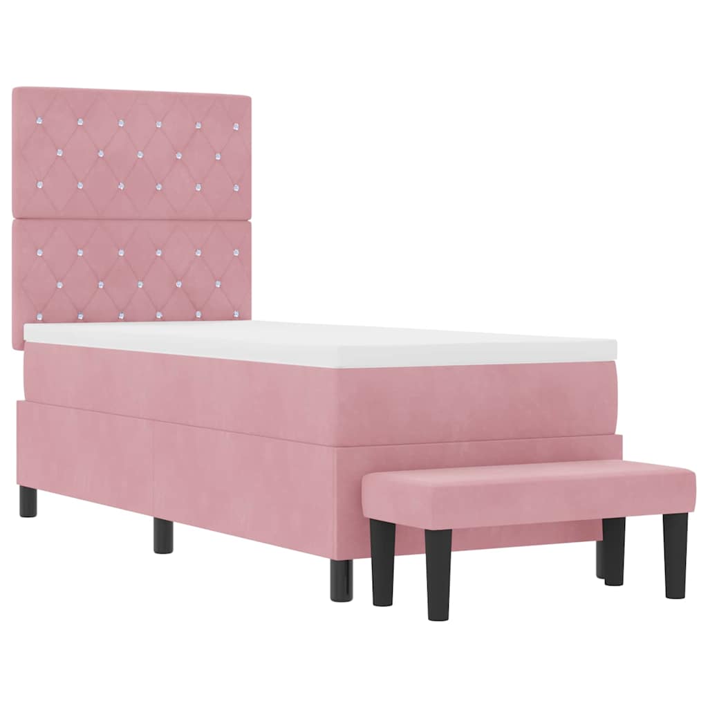 vidaXL Łóżko sprężynowe Z zagłówkiem Różowy 200 x 80 cm Aksamit