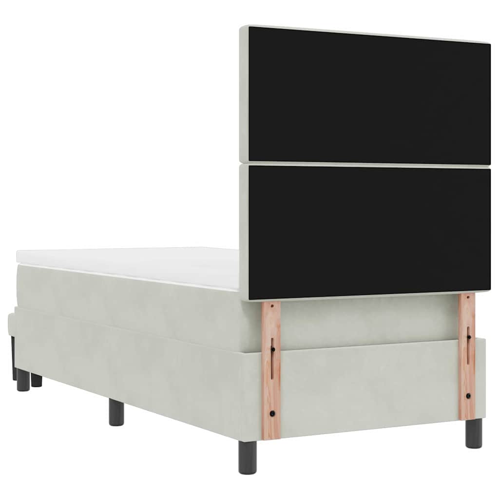 vidaXL Łóżko sprężynowe Z zagłówkiem Jasnoszary 190 x 90 cm Aksamit