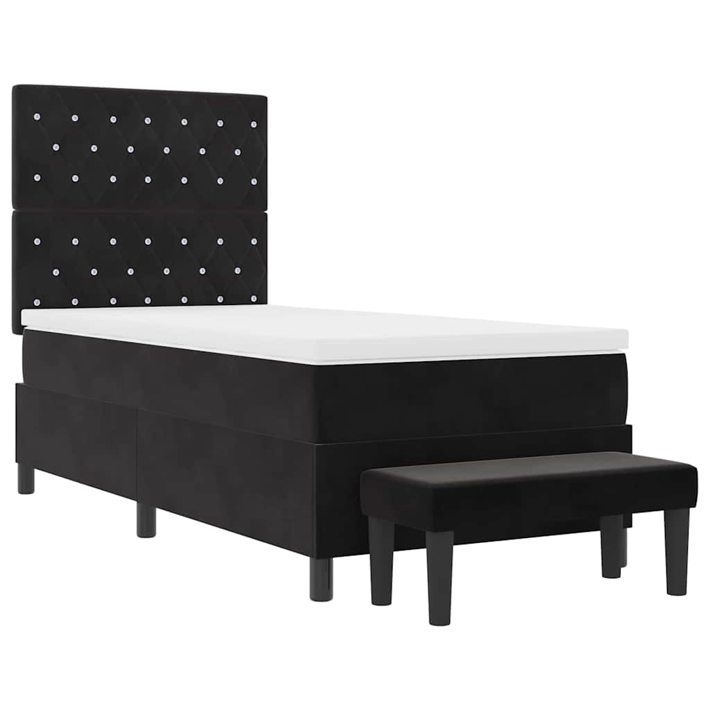 vidaXL Łóżko sprężynowe Z zagłówkiem Czarny 200 x 90 cm Aksamit