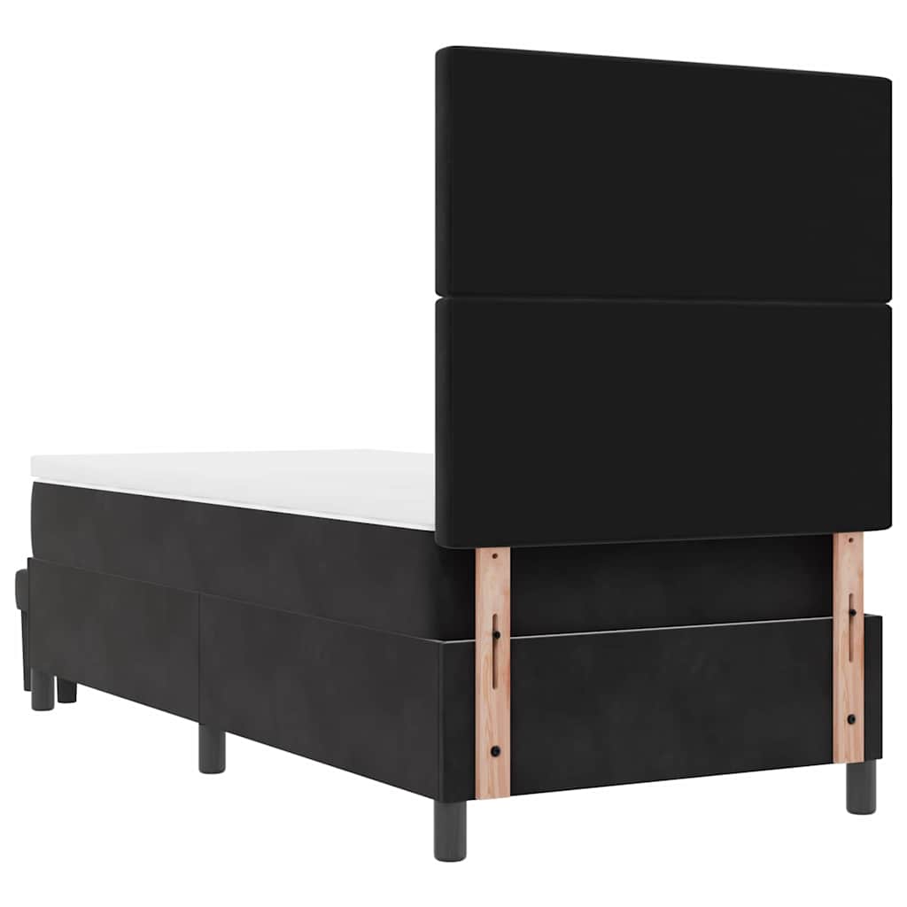 vidaXL Łóżko sprężynowe Z zagłówkiem Czarny 200 x 90 cm Aksamit