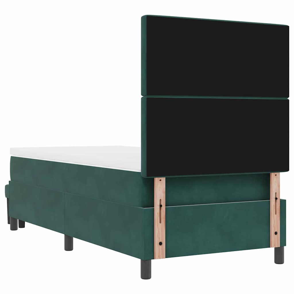 vidaXL Łóżko sprężynowe Z zagłówkiem Ciemnozielony 200 x 90 cm Aksamit