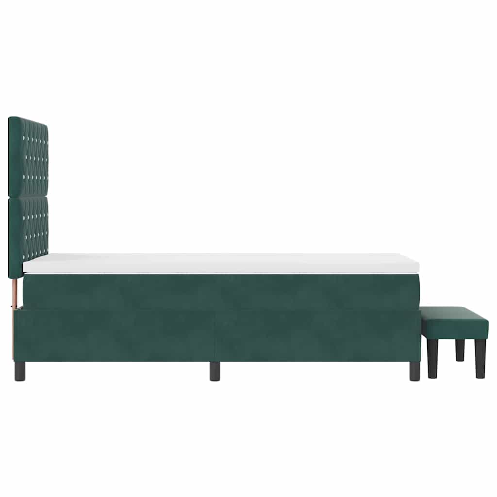 vidaXL Łóżko sprężynowe Z zagłówkiem Ciemnozielony 200 x 90 cm Aksamit