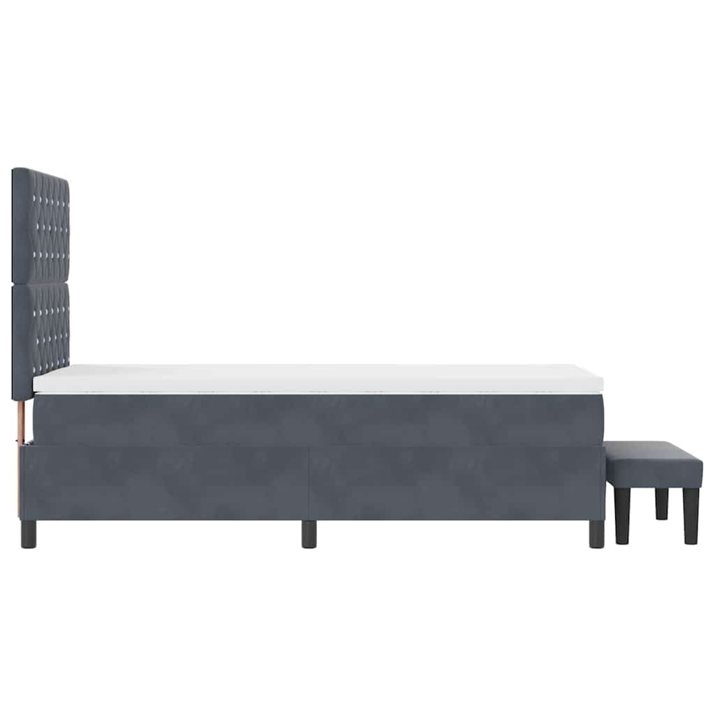 vidaXL Łóżko sprężynowe Z zagłówkiem ciemno szary 200 x 100 cm Aksamit