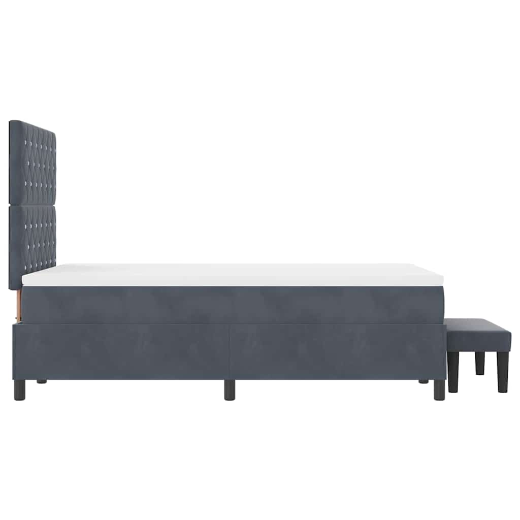 vidaXL Łóżko sprężynowe Z zagłówkiem Ciemnoszary 200 x 120 cm Aksamit