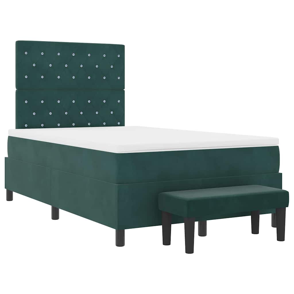 vidaXL Łóżko sprężynowe Ciemna zieleń 200 x 120 cm Aksamit