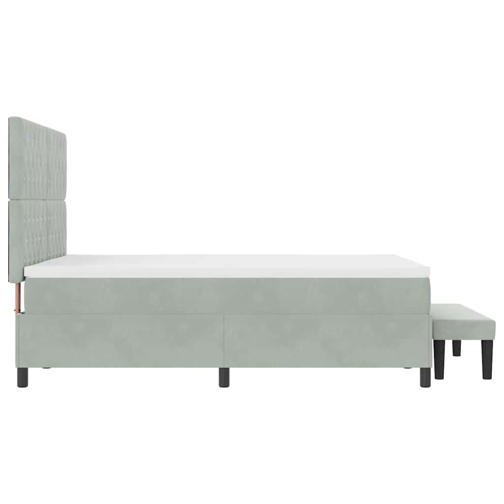 vidaXL Łóżko sprężynowe z poduszką Jasnoszary 200 x 140 cm Aksamit