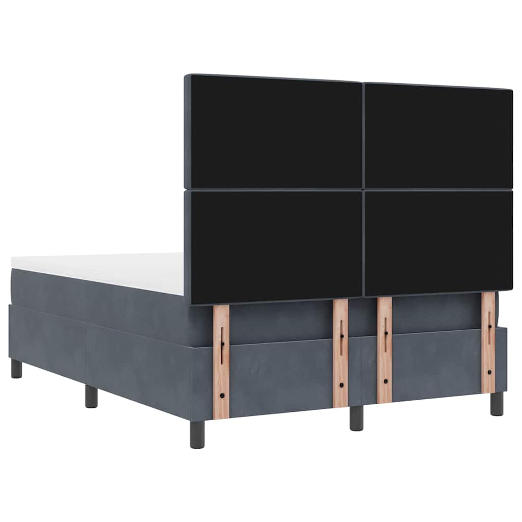 vidaXL Łóżko sprężynowe Z zagłówkiem Ciemnoszary 200 x 140 cm Aksamit