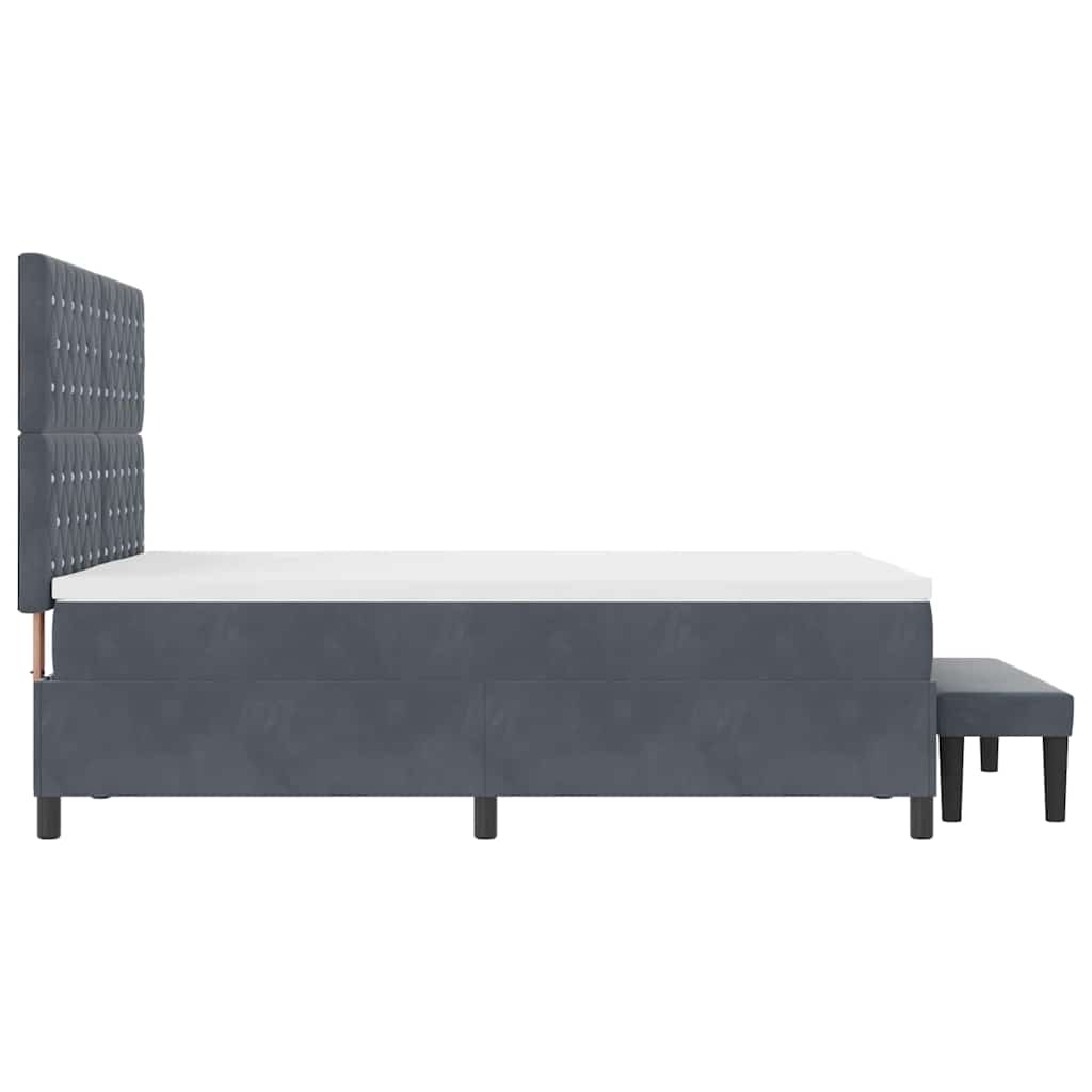 vidaXL Łóżko sprężynowe Z zagłówkiem Ciemnoszary 200 x 140 cm Aksamit