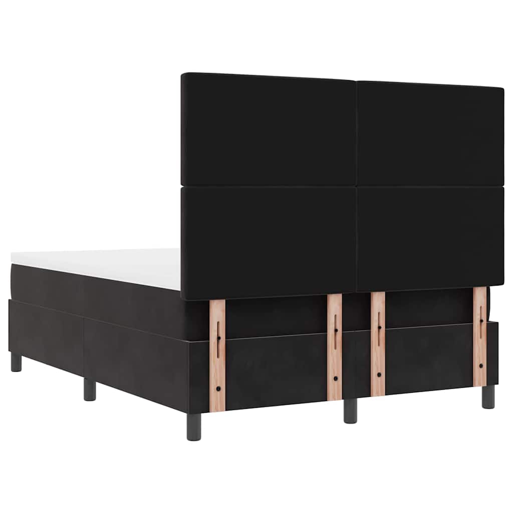 vidaXL Łóżko sprężynowe Z zagłówkiem Czarny 200 x 140 cm Aksamit