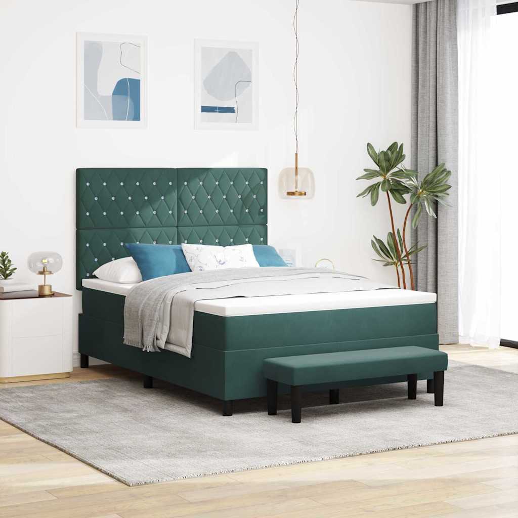 vidaXL Łóżko sprężynowe Ciemnozielony 200 x 160 cm Aksamit