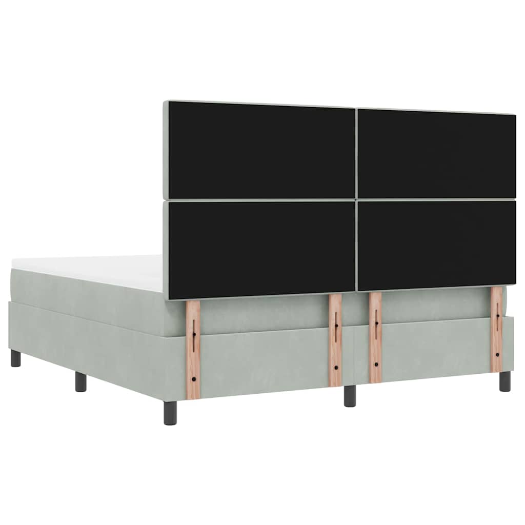 vidaXL Łóżko sprężynowe Z zagłówkiem Jasnoszary 200 x 180 cm Aksamit