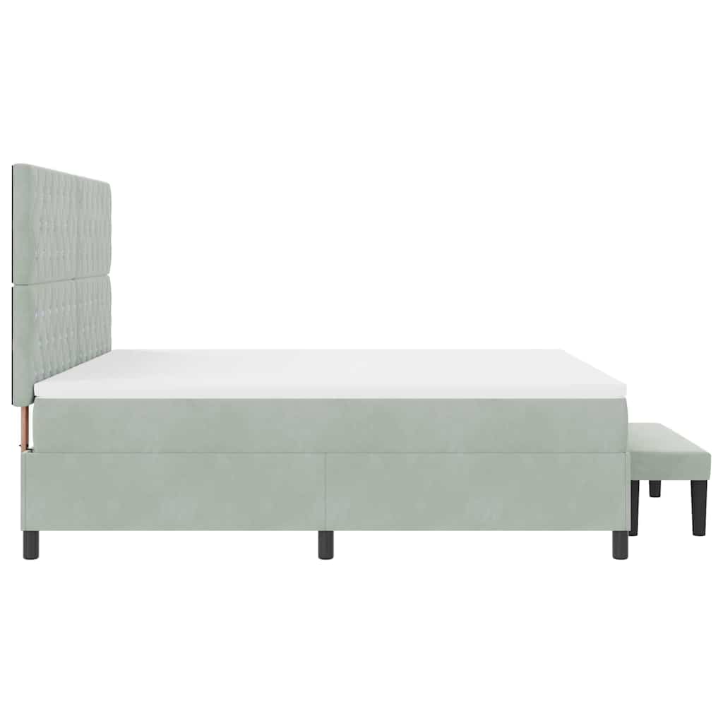 vidaXL Łóżko sprężynowe Z zagłówkiem Jasnoszary 200 x 180 cm Aksamit