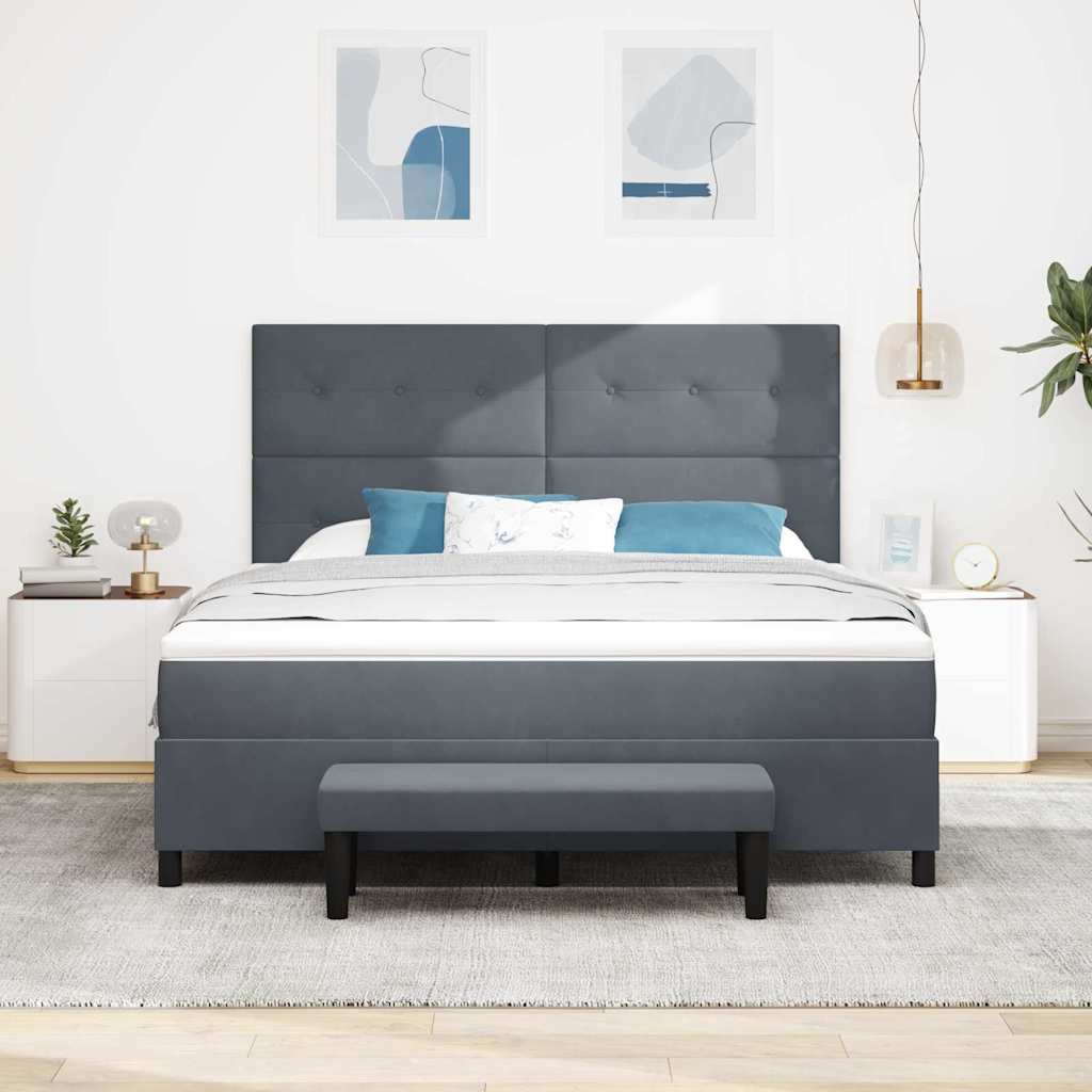 vidaXL Łóżko sprężynowe Z zagłówkiem Ciemnoszary 200 x 180 cm Aksamit