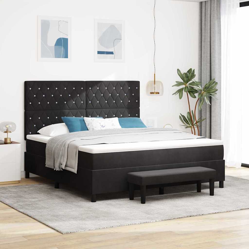 vidaXL Łóżko sprężynowe Z zagłówkiem Czarny 200 x 180 cm Aksamit