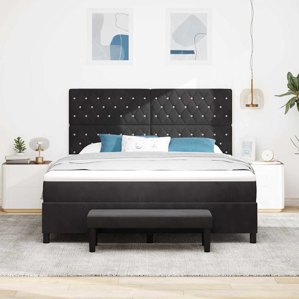 vidaXL Łóżko sprężynowe Z zagłówkiem Czarny 200 x 180 cm Aksamit