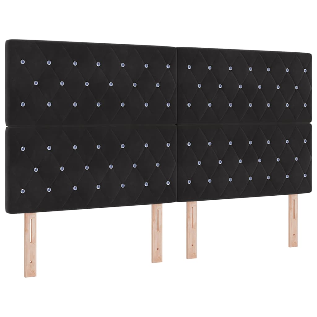 vidaXL Łóżko sprężynowe Z zagłówkiem Czarny 200 x 180 cm Aksamit