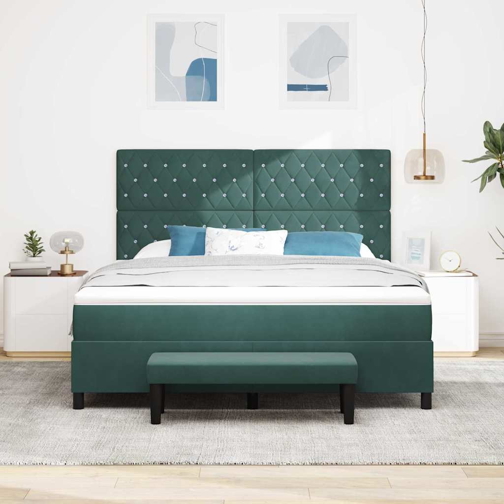 vidaXL Łóżko sprężynowe Ciemnozielony 200 x 180 cm Aksamit
