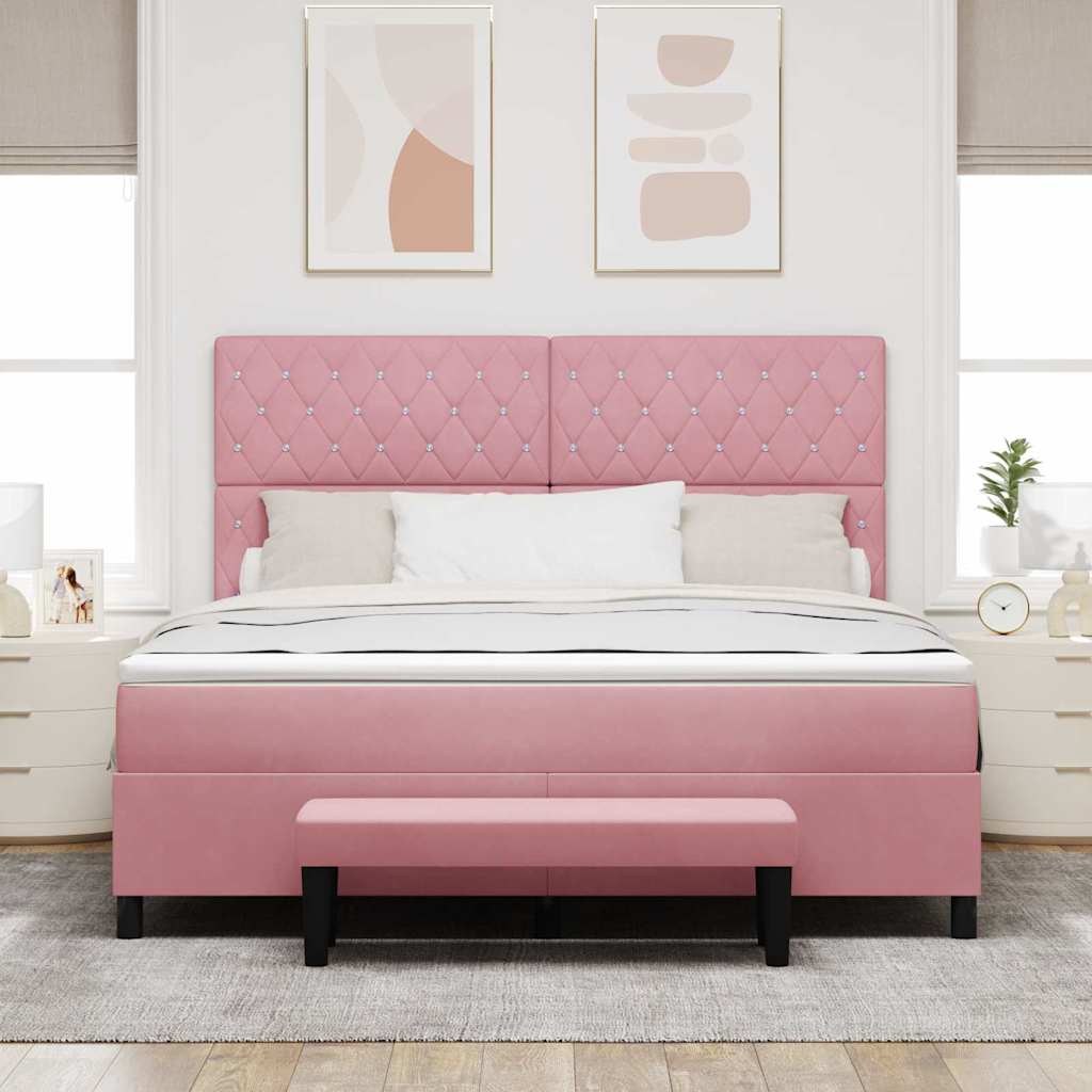 vidaXL Łóżko sprężynowe Z zagłówkiem Różowy 200 x 180 cm Aksamit