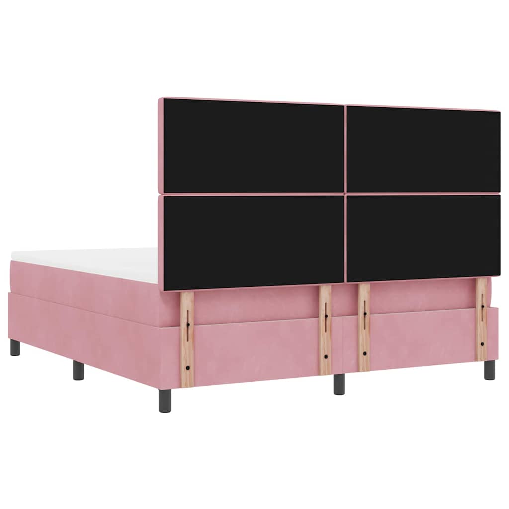 vidaXL Łóżko sprężynowe Z zagłówkiem Różowy 200 x 180 cm Aksamit
