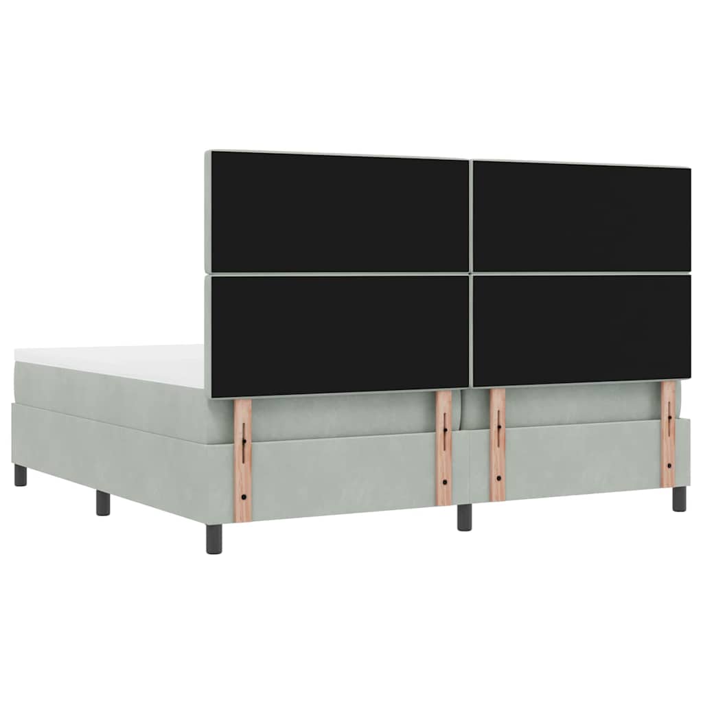 vidaXL Łóżko sprężynowe z materacem Jasnoszary 200 x 200 cm Aksamit