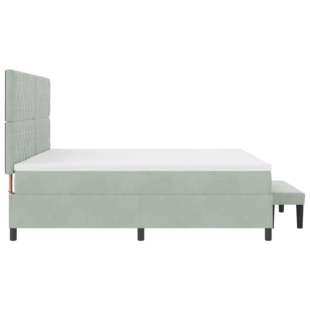 vidaXL Łóżko sprężynowe z materacem Jasnoszary 200 x 200 cm Aksamit