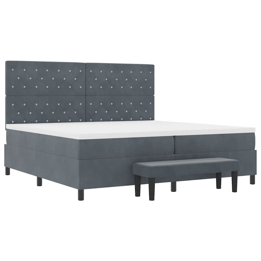 vidaXL Łóżko sprężynowe z materacem ciemno szary 200 x 200 cm Aksamit