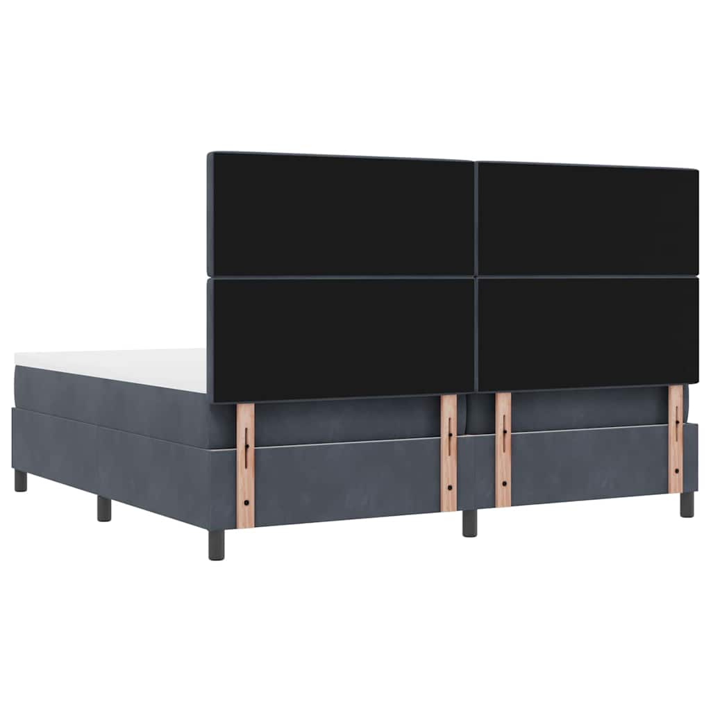 vidaXL Łóżko sprężynowe z materacem ciemno szary 200 x 200 cm Aksamit
