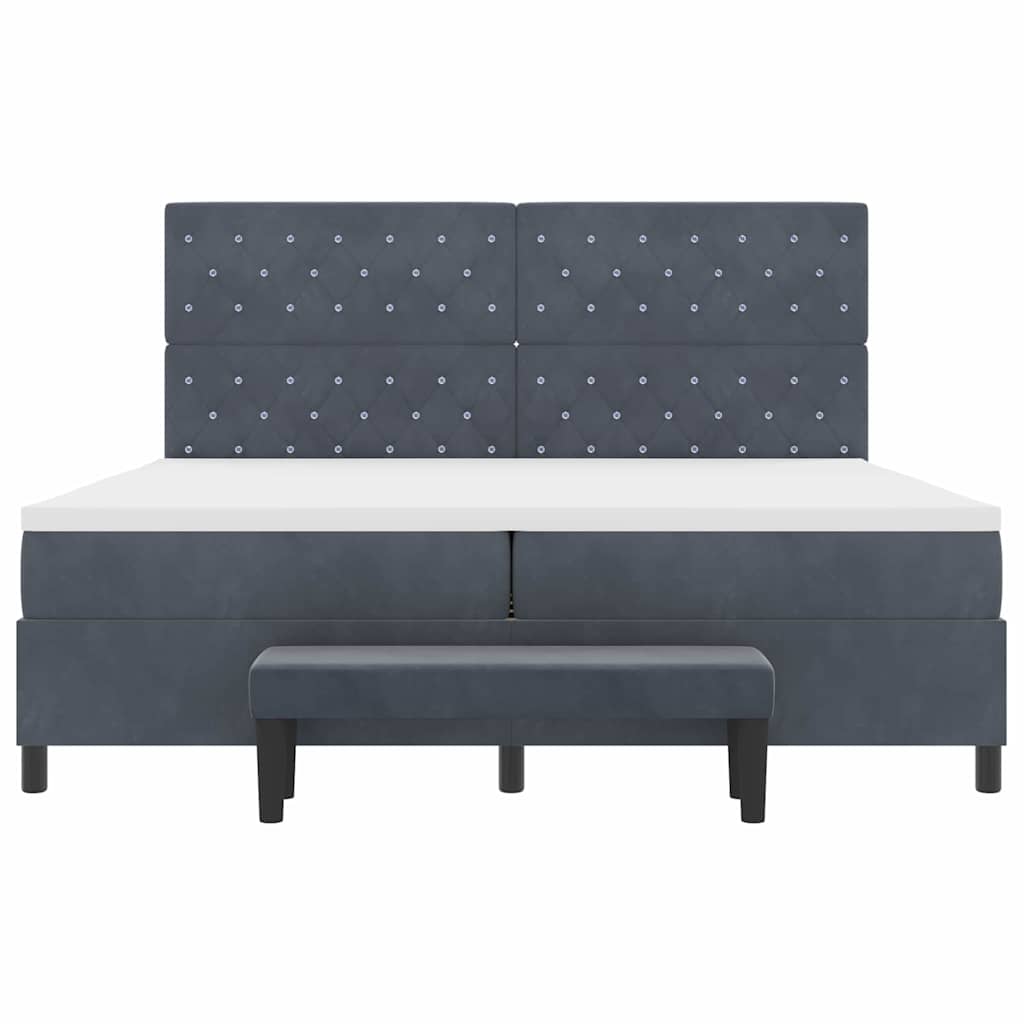 vidaXL Łóżko sprężynowe z materacem ciemno szary 200 x 200 cm Aksamit