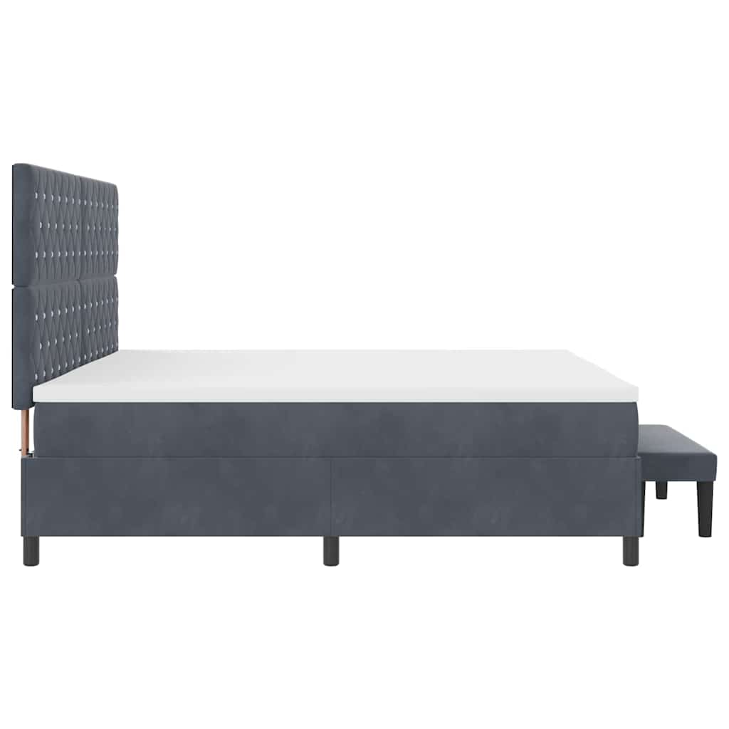 vidaXL Łóżko sprężynowe z materacem ciemno szary 200 x 200 cm Aksamit